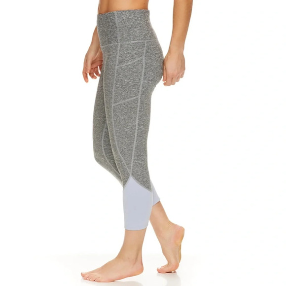 GAIAM Om High Waisted Femme Atheleisure Cropped Pocket Colorblock Leggings - Picture 3 of 11